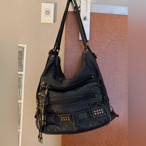 Black Studded Faux Leather Hobo Bag -NWOT